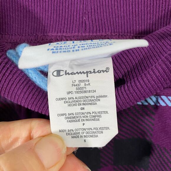 Champion Women's Purple Plaid Reverse Weave Jogger Sweatpants Size Small - Picture 4 of 8